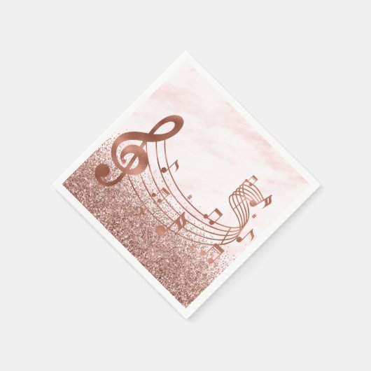 Serviette En Papier Stylish Treble Clef Musical Note Rose Parties scin (Coin)