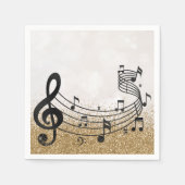 Serviette En Papier Stylish Treble Clef note musicale Black GoldGlitte (Devant)