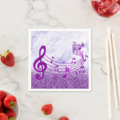 Serviette En Papier Stylish Treble Clef note musicale Purple Parties s (En situation)