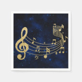 Serviette En Papier Stylish Treble Clef Notes musicales Blue Gold (Devant)