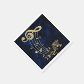 Serviette En Papier Stylish Treble Clef Notes musicales Blue Gold (Coin)