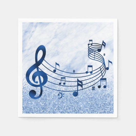 Serviette En Papier Stylish Treble Clef Notes musicales Parties scinti (Devant)