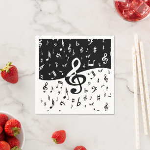 Serviette En Papier Stylish Treble Clef Wave Black and White
