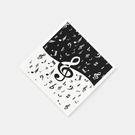 Serviette En Papier Stylish Treble Clef Wave Black and White (Coin)