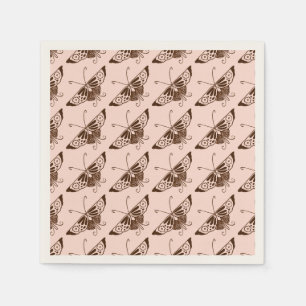 Serviette En Papier Stylized art Deco butterfly - chocolate and peach