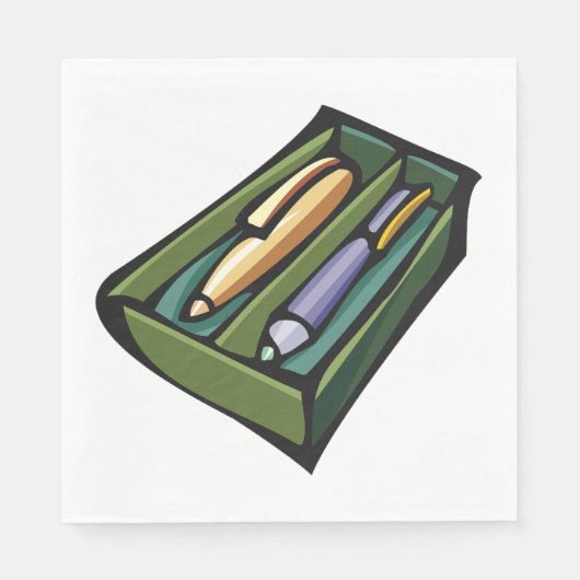 Serviette En Papier Stylos Dans Une Boîte (Devant)