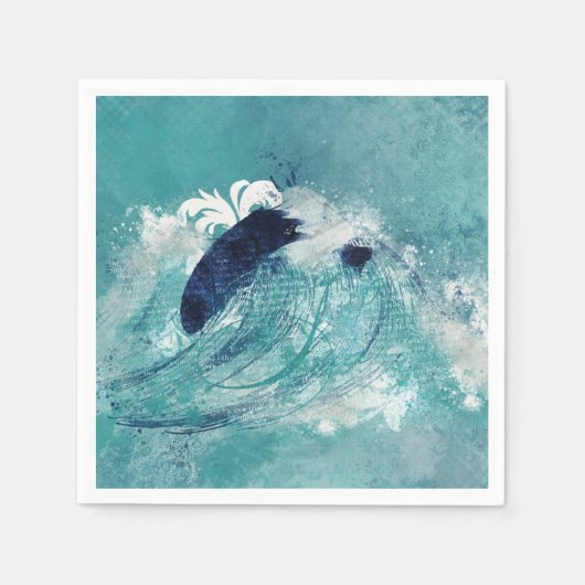 Serviette En Papier Sublimation d'onde | Eau marémotrice bleu-vert (Devant)