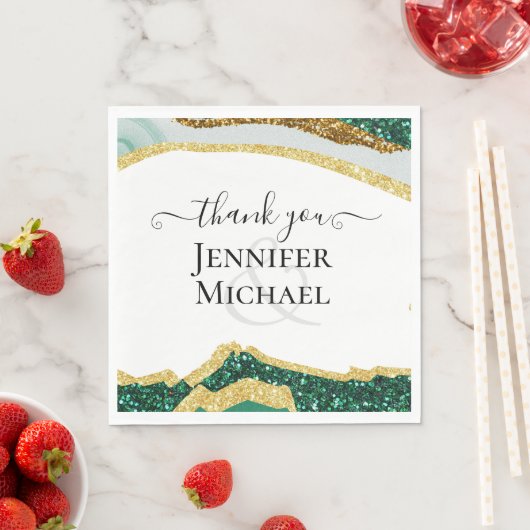 Serviette En Papier Sublime Emerald Green Gold Mariage (En situation)