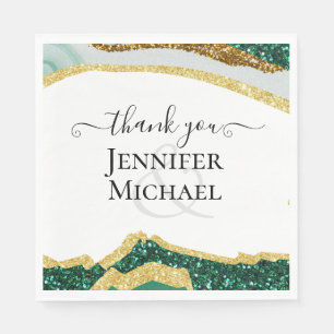 Serviette En Papier Sublime Emerald Green Gold Mariage