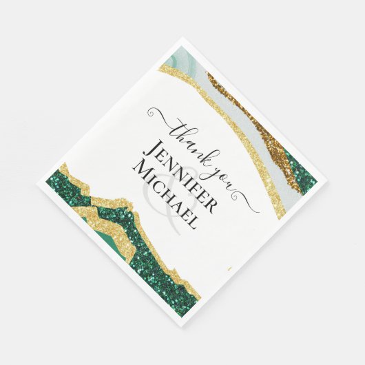 Serviette En Papier Sublime Emerald Green Gold Mariage (Coin)