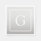 Serviette En Papier Subtil Gray Gradient Nom de famille Monogramme (Devant)