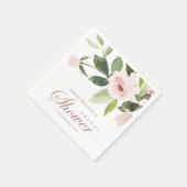SERVIETTE EN PAPIER SUBTIL ROSE PÂLE FLORAL ROSE BLUSH POUR MARIÉE (Coin)