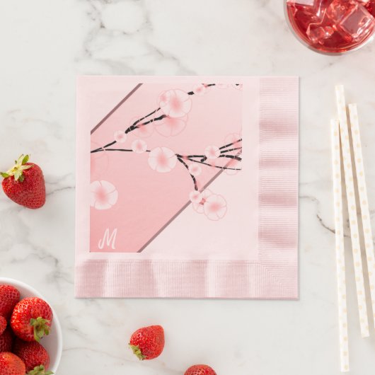 Serviette En Papier Subtle Spring Blossom - monogrammed (En situation)