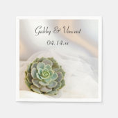 Serviette En Papier Succulent vert sur Mariage blanc (Devant)