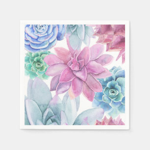 Serviette En Papier Succulentes Fête de Mariage Moderne et Chic au Mar