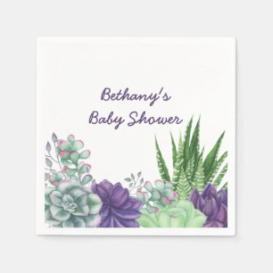 Serviette En Papier Succulents d'aquarelle Baby shower