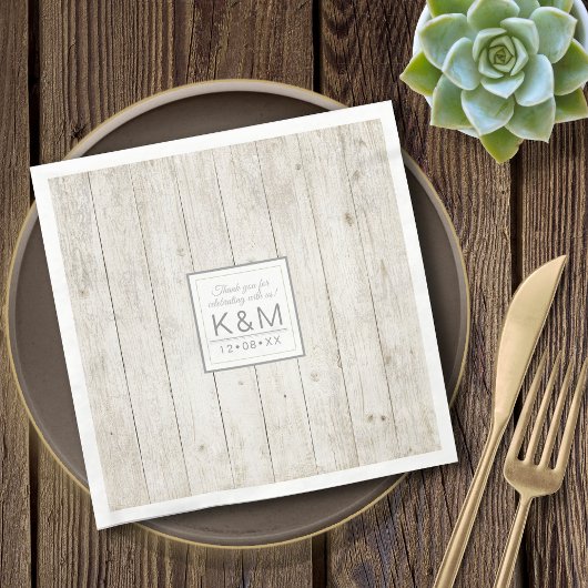 Serviette En Papier Succulents et Mariage de bois rustique ID515