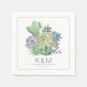Serviette En Papier Succulents et Mariage étincelant ID515 (Devant)