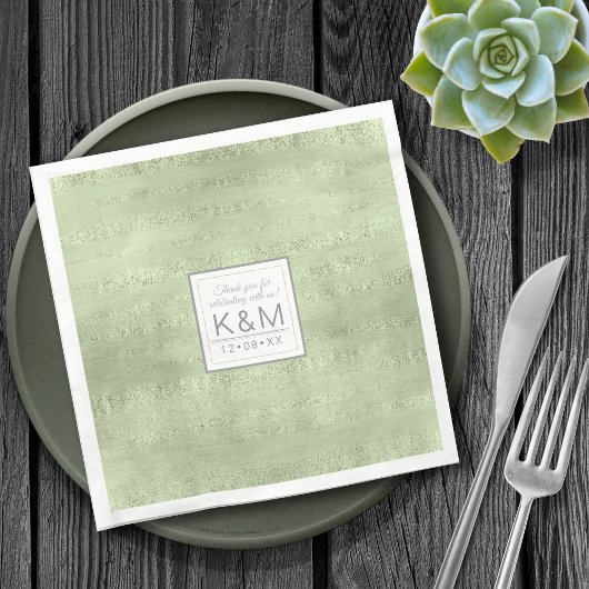 Serviette En Papier Succulents et Mariage étincelant vert ID515
