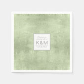 Serviette En Papier Succulents et Mariage étincelant vert ID515 (Devant)