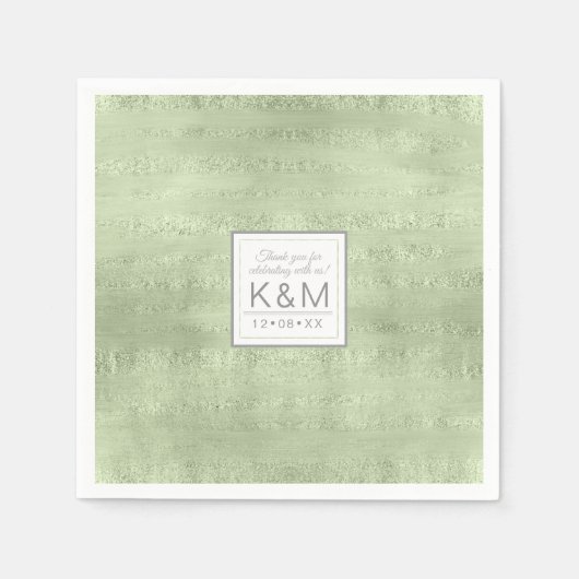 Serviette En Papier Succulents et Mariage étincelant vert ID515 (Devant)