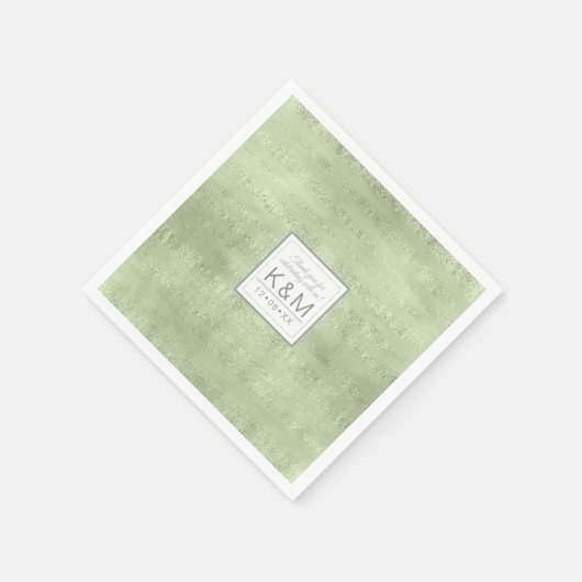 Serviette En Papier Succulents et Mariage étincelant vert ID515 (Coin)