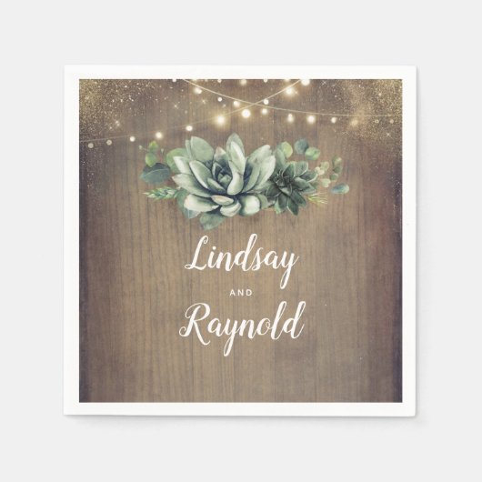 Serviette En Papier Succulents rustiques Mariage de verdure (Devant)
