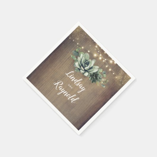Serviette En Papier Succulents rustiques Mariage de verdure (Coin)