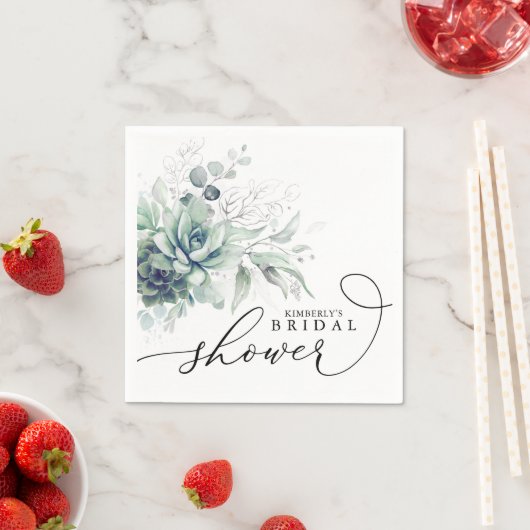 Serviette En Papier Succulents Verdure Élégant Baby Shower / Mariage N (En situation)