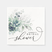 Serviette En Papier Succulents Verdure Élégant Baby Shower / Mariage N (Devant)