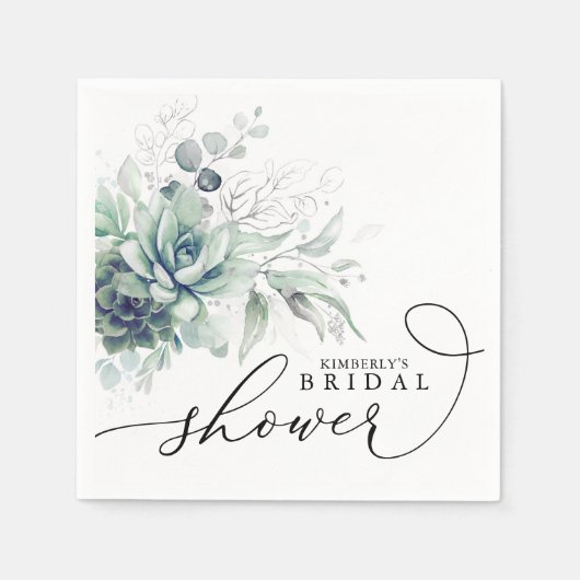 Serviette En Papier Succulents Verdure Élégant Baby Shower / Mariage N (Devant)