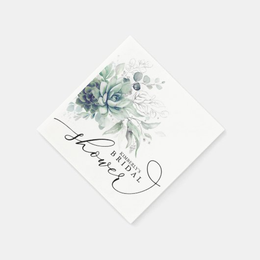 Serviette En Papier Succulents Verdure Élégant Baby Shower / Mariage N (Coin)