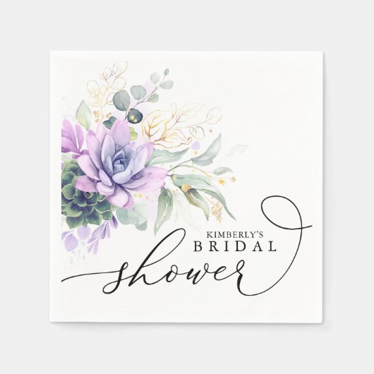 Serviette En Papier Succulents Verdure Élégante Mariée / Baby shower N (Devant)