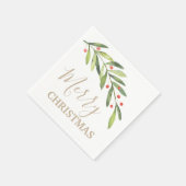 Serviette En Papier Succursale et baies Joyeux Noël (Coin)