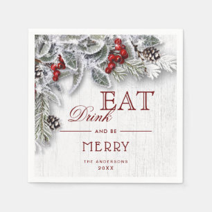 Serviette En Papier Succursale Mistletoe Rustique Joyeux Noël