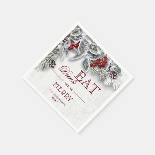 Serviette En Papier Succursale Mistletoe Rustique Joyeux Noël (Coin)