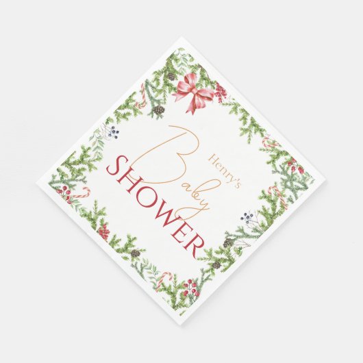 Serviette En Papier Succursales de Noël Baby shower Neutre hommes (Coin)