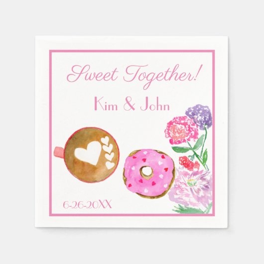 Serviette En Papier Sucer Ensemble La Donut Rose Avec Latte (Devant)