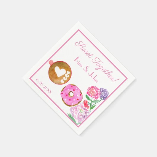 Serviette En Papier Sucer Ensemble La Donut Rose Avec Latte (Coin)