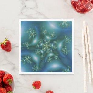 Serviette En Papier Sucré Art fractal bleu et vert