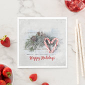 Serviette En Papier Sucre de canne Coeur et pin (En situation)