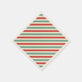 Serviette En Papier Sucre de canne de Noël rétro rayures rouge vert (Coin)