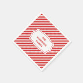 Serviette En Papier Sucre de canne festif rayé Noël Rouge Blanc (Coin)