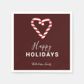 Serviette En Papier Sucre de canne Noël Minimal Rouge Joyeux Fêtes (Devant)