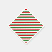 Serviette En Papier Sucre de canne Noël rayures Rouge Vert (Coin)