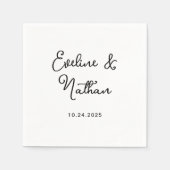 Serviette En Papier Sucré et capricieux | Mariage noir et blanc (Devant)