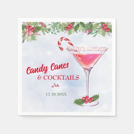 Serviette En Papier Sucres de canne et cocktails Fête de Noël (Devant)