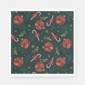 Serviette En Papier Sucres de canne Snowflakes Red Christmas Balls Gre (Devant)