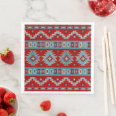 Serviette En Papier Sud-Ouest Mesas Turquoise & Rouge (En situation)