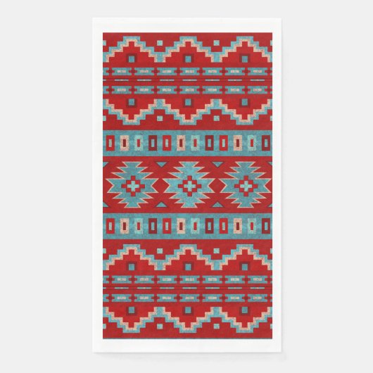 Serviette En Papier Sud-Ouest Mesas Turquoise & Rouge (Devant)